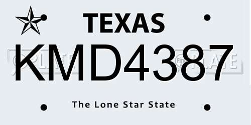 KMD4387 Texas License Plate