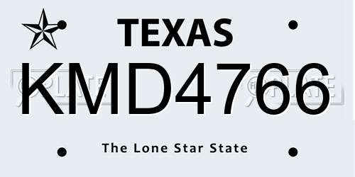 KMD4766 Texas License Plate
