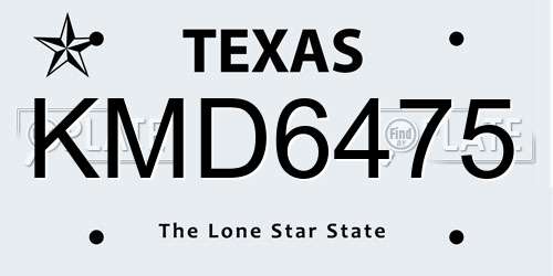 KMD6475 Texas License Plate