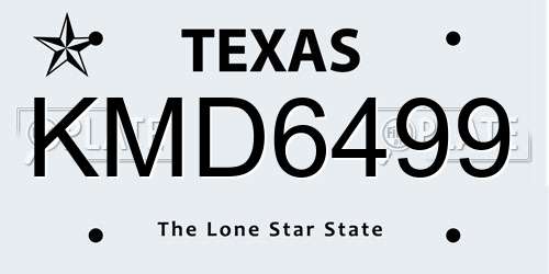 KMD6499 Texas License Plate