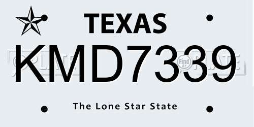 KMD7339 Texas License Plate