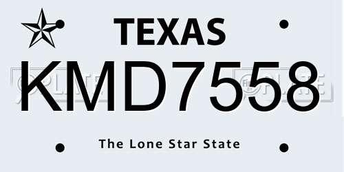 KMD7558 Texas License Plate