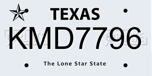 KMD7796 Texas License Plate