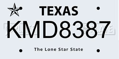 KMD8387 Texas License Plate