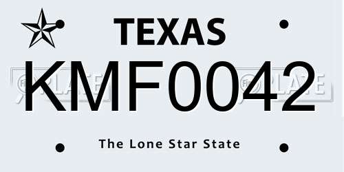 KMF0042 Texas License Plate