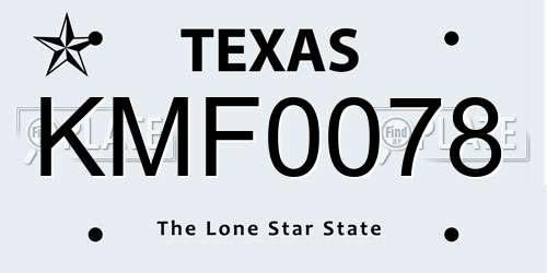 KMF0078 Texas License Plate
