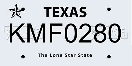 KMF0280 Texas License Plate