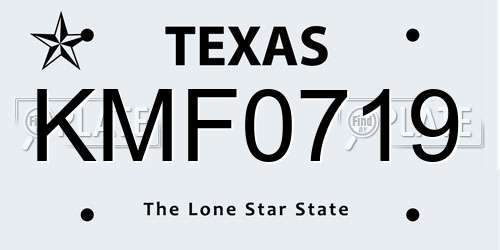 KMF0719 Texas License Plate