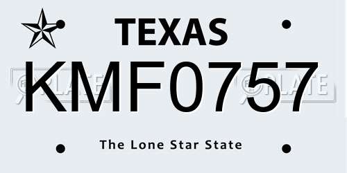 KMF0757 Texas License Plate