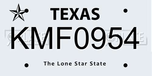 KMF0954 Texas License Plate