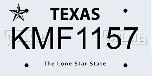 KMF1157 Texas License Plate
