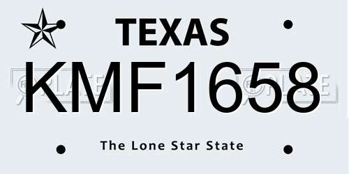 KMF1658 Texas License Plate