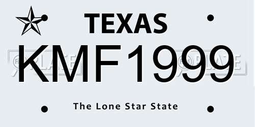 KMF1999 Texas License Plate