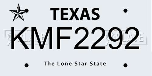KMF2292 Texas License Plate