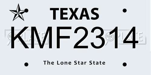 KMF2314 Texas License Plate