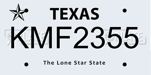 KMF2355 Texas License Plate