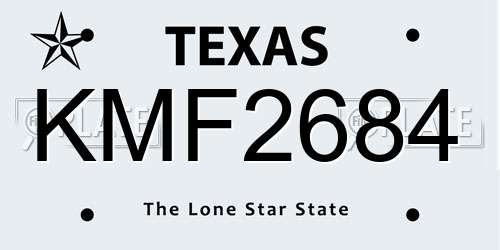 KMF2684 Texas License Plate