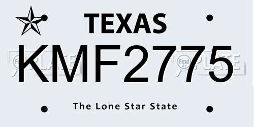KMF2775 Texas License Plate