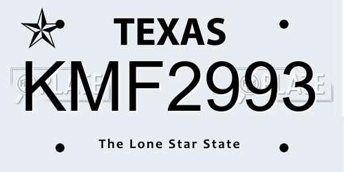 KMF2993 Texas License Plate