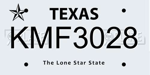 KMF3028 Texas License Plate