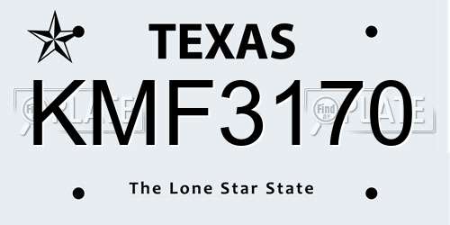 KMF3170 Texas License Plate