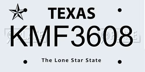 KMF3608 Texas License Plate