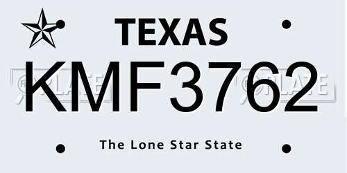 KMF3762 Texas License Plate