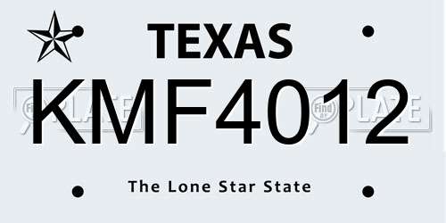 KMF4012 Texas License Plate