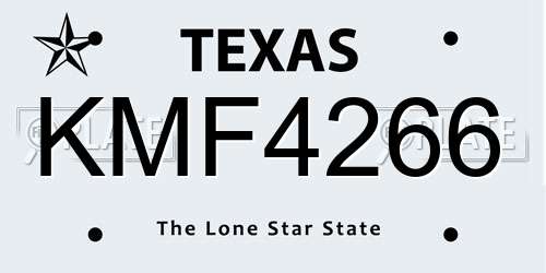 KMF4266 Texas License Plate