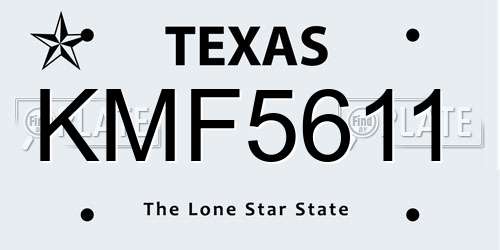 KMF5611 Texas License Plate