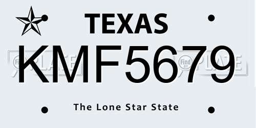 KMF5679 Texas License Plate