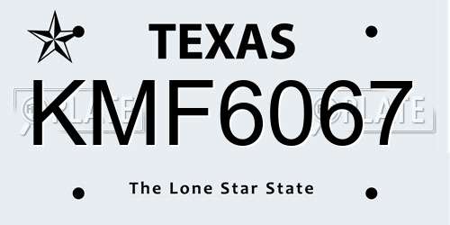 KMF6067 Texas License Plate