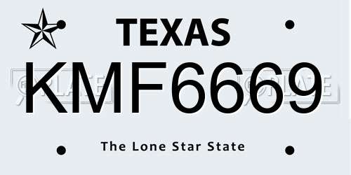 KMF6669 Texas License Plate