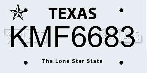 KMF6683 Texas License Plate
