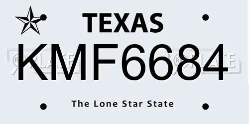 KMF6684 Texas License Plate