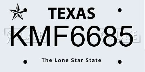 KMF6685 Texas License Plate