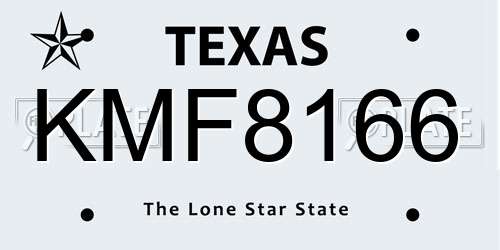 KMF8166 Texas License Plate