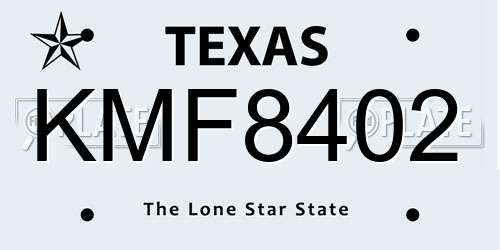 KMF8402 Texas License Plate