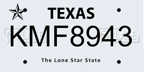 KMF8943 Texas License Plate