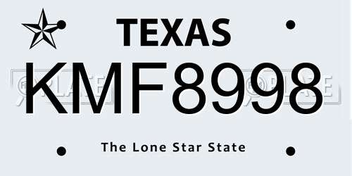 KMF8998 Texas License Plate