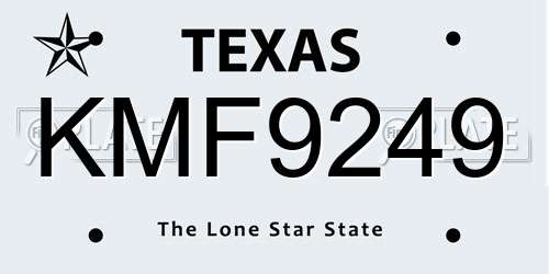 KMF9249 Texas License Plate