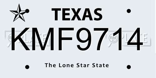 KMF9714 Texas License Plate