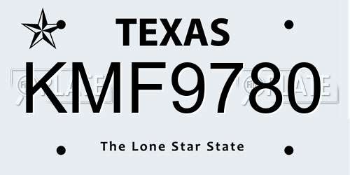 KMF9780 Texas License Plate