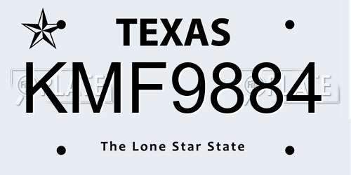 KMF9884 Texas License Plate