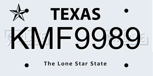 KMF9989 Texas License Plate