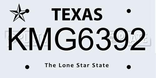 KMG6392 Texas License Plate