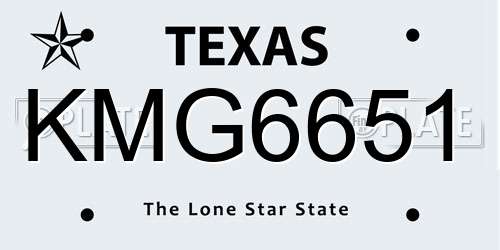 KMG6651 Texas License Plate