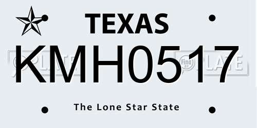 KMH0517 Texas License Plate