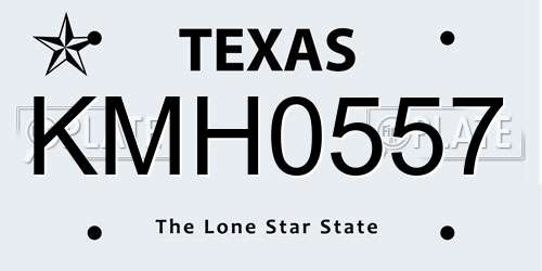 KMH0557 Texas License Plate