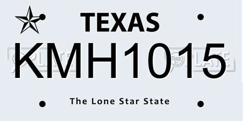 KMH1015 Texas License Plate